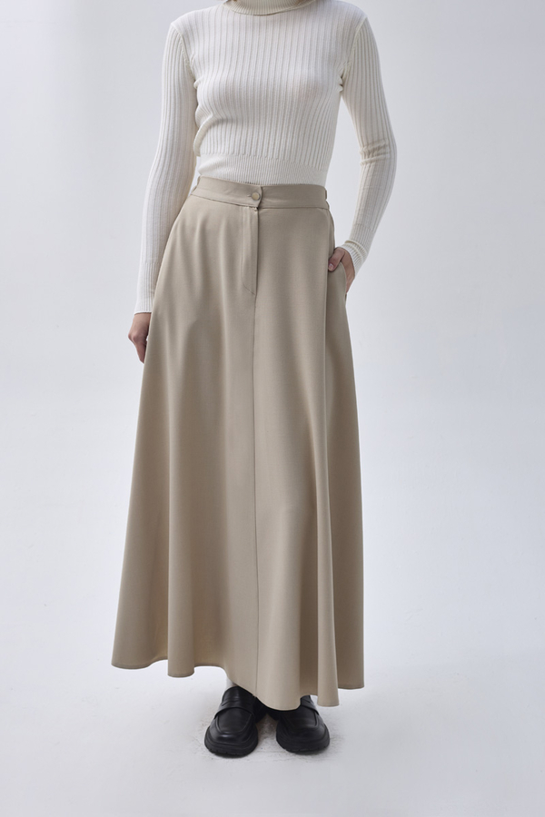 A-Line Long Skirt Light Mink - 3