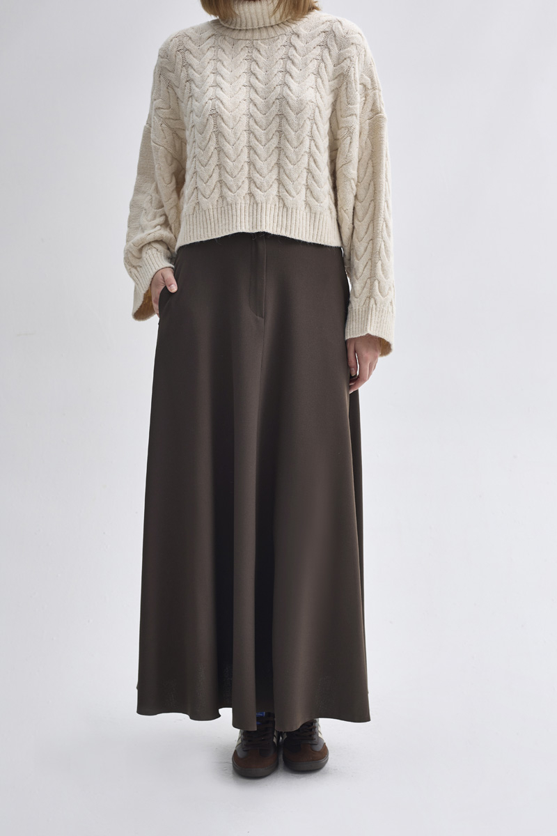 A-Line Skirt Dark Brown