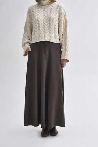 A-Line Skirt Dark Brown - 1
