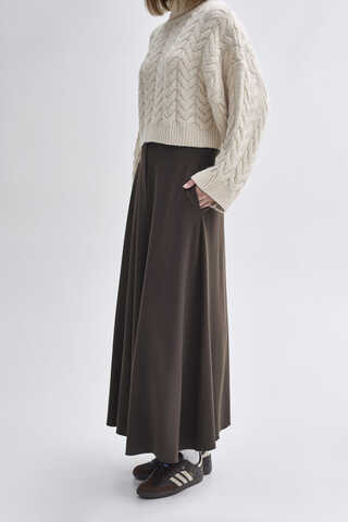 A-Line Skirt Dark Brown - 2