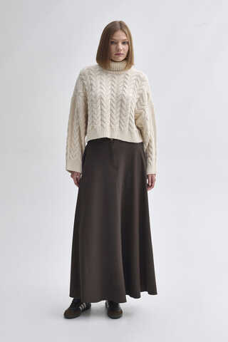 A-Line Skirt Dark Brown - 3
