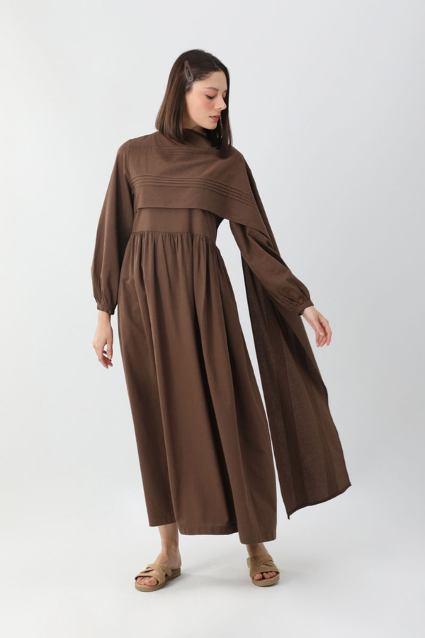 Ahuse Elbise Kahverengi - 4