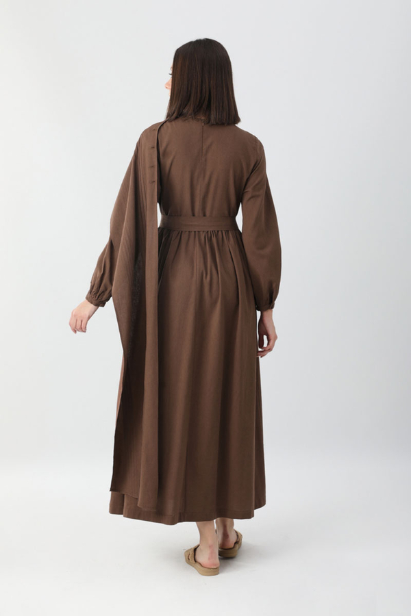 Ahuse Elbise Kahverengi - 9