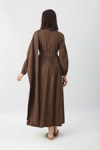 Ahuse Elbise Kahverengi - 9
