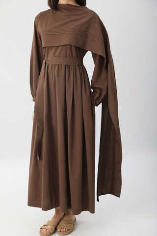 Ahuse Elbise Kahverengi - 6