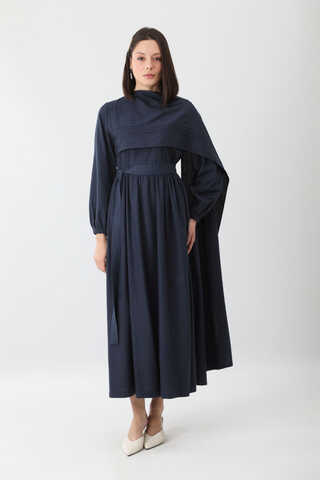 Ahuse Elbise Lacivert - 6