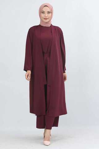 Aisha Üçlü Takım Bordo - 1