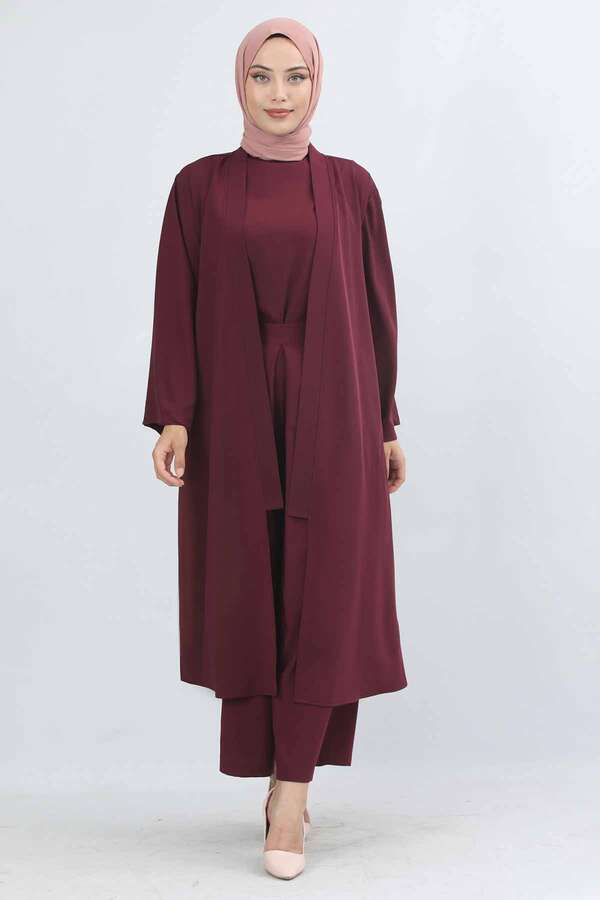 Aisha Üçlü Takım Bordo - 1