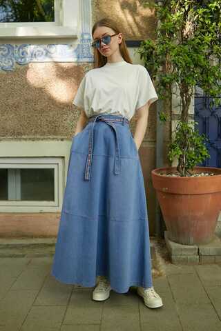 Akel Denim Etek Açık Mavi - 5