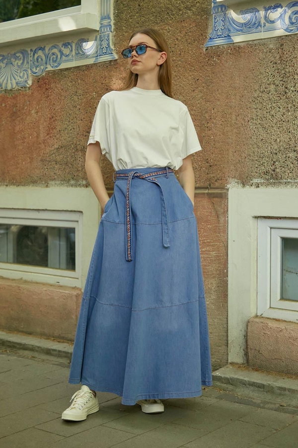 Akel Denim Etek Açık Mavi - 1