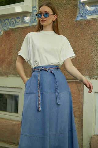 Akel Denim Etek Açık Mavi - 4