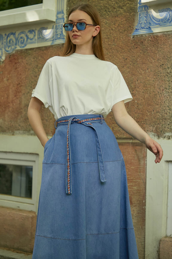 Akel Denim Etek Açık Mavi - 4