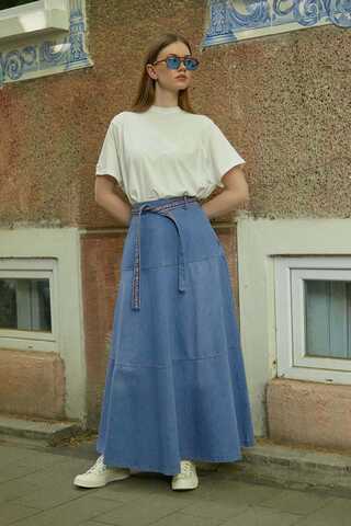 Akel Denim Etek Açık Mavi - 7