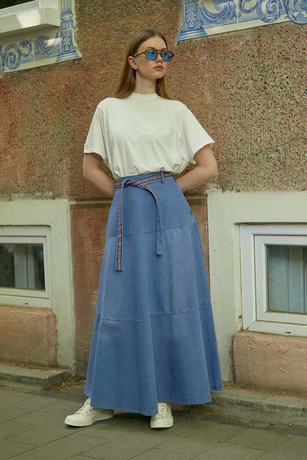 Akel Denim Etek Açık Mavi - 7