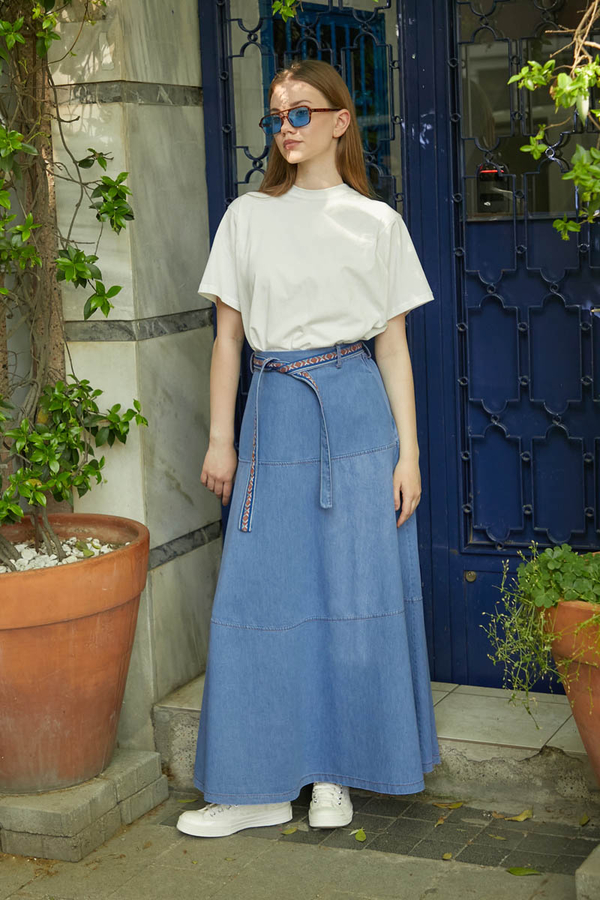 Akel Denim Etek Açık Mavi - 3