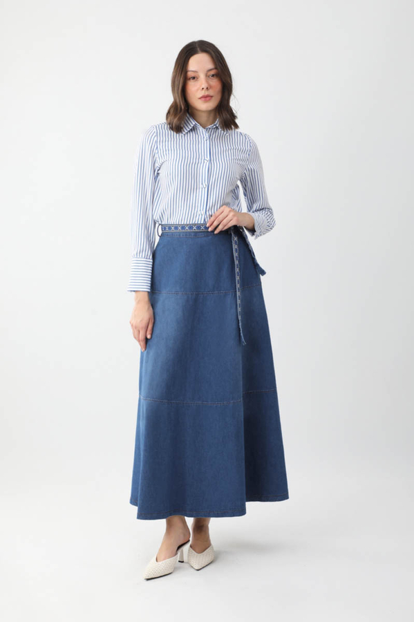 Akel Denim Etek Koyu Mavi - 6