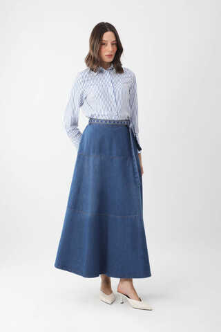 Akel Denim Etek Koyu Mavi - 1