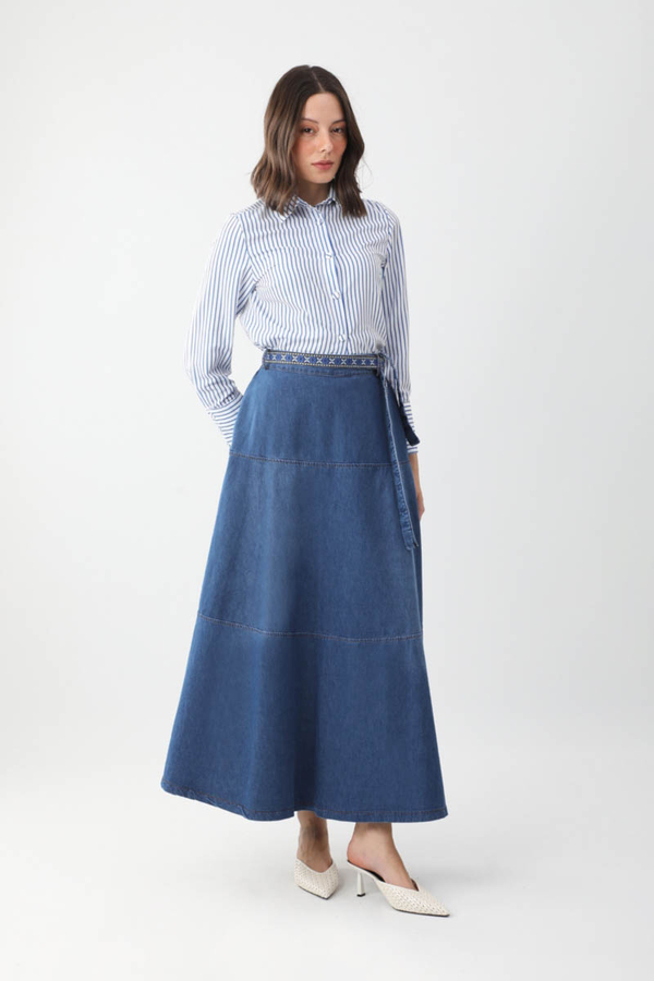 Akel Denim Etek Koyu Mavi - 1