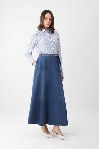 Akel Denim Etek Koyu Mavi - 3