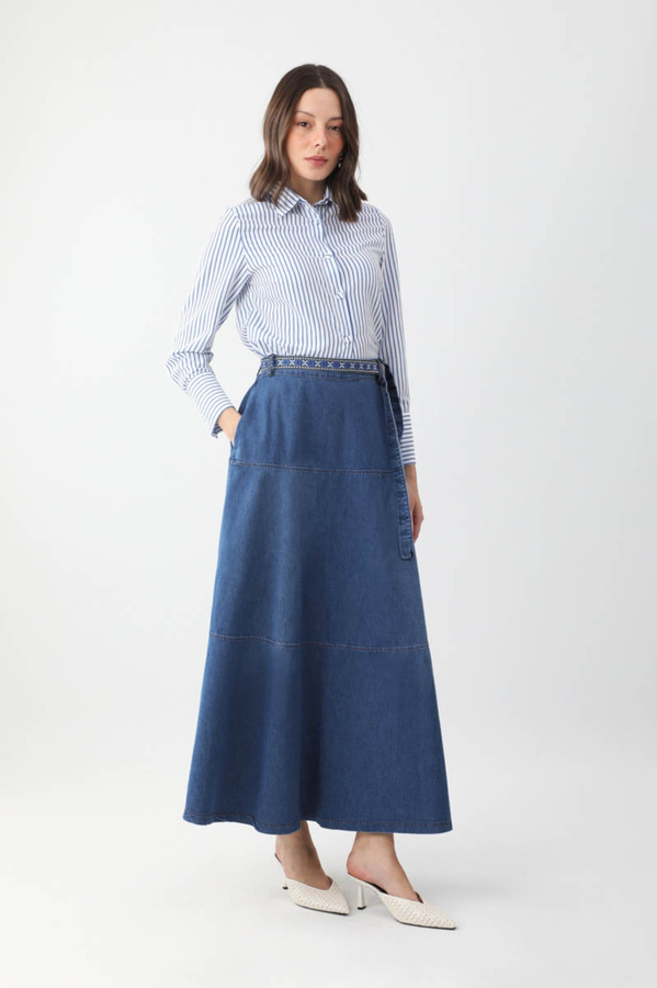 Akel Denim Etek Koyu Mavi - 3