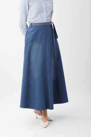 Akel Denim Etek Koyu Mavi - 4