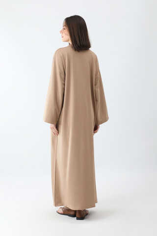 Anadolu Desen Baskılı Sweat Elbise Camel - 8