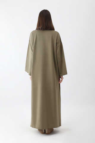 Anadolu Desen Baskılı Sweat Elbise Haki - 12