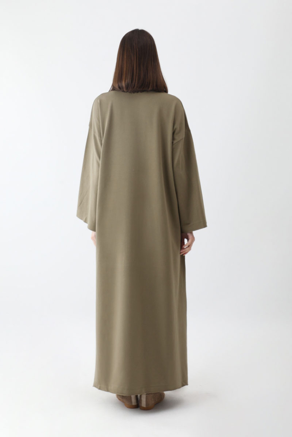 Anadolu Desen Baskılı Sweat Elbise Haki - 12