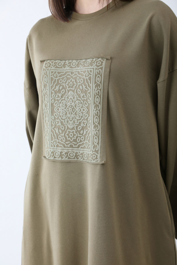 Anadolu Desen Baskılı Sweat Elbise Haki - 7