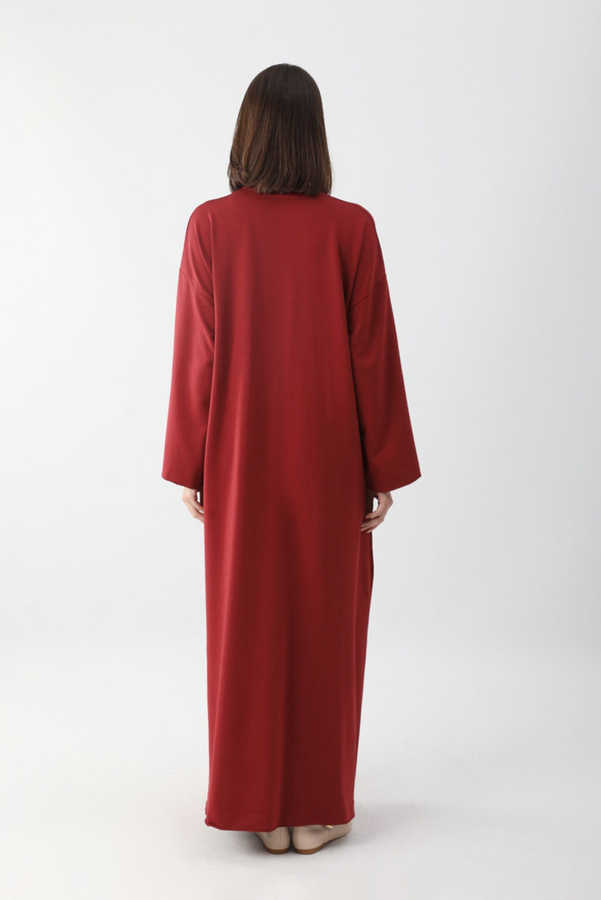 Anadolu Desen Baskılı Sweat Elbise Kırmızı - 10