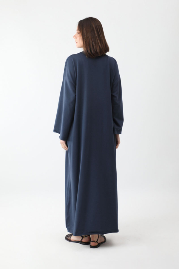 Anadolu Desen Baskılı Sweat Elbise Lacivert - 10