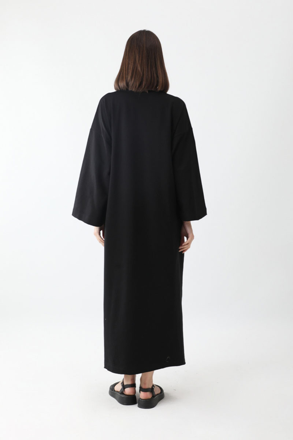 Anadolu Desen Baskılı Sweat Elbise Siyah - 9