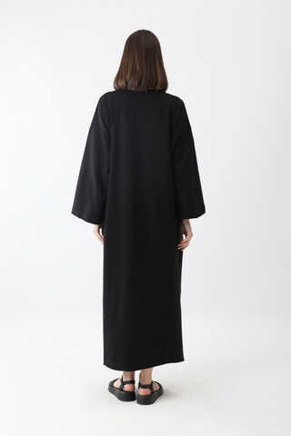 Anadolu Desen Baskılı Sweat Elbise Siyah - 9