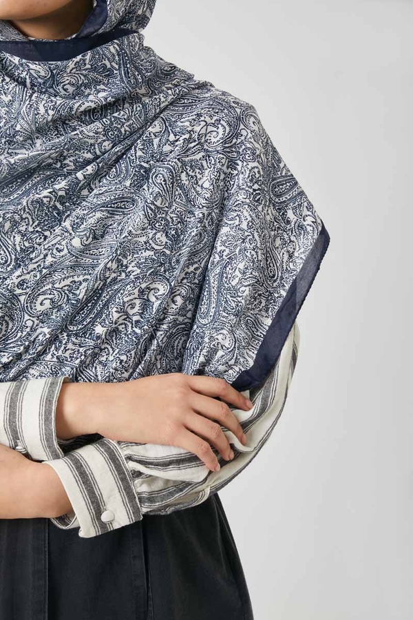 Anadolu Desen Şal Lacivert - 2