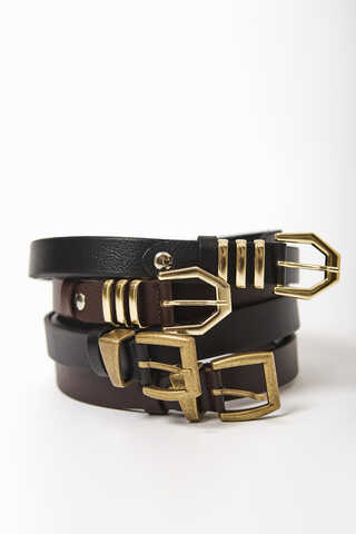 Antique Buckle Belt Black - 6
