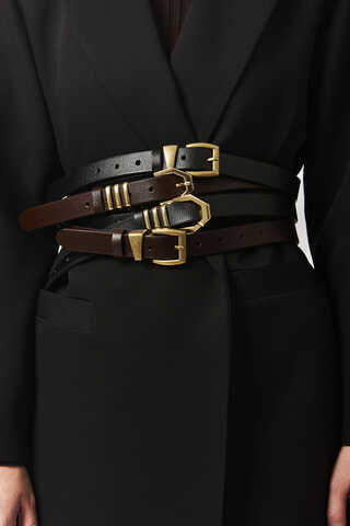 Antique Buckle Belt Brown - 1