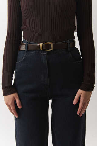 Antique Buckle Belt Brown - 2