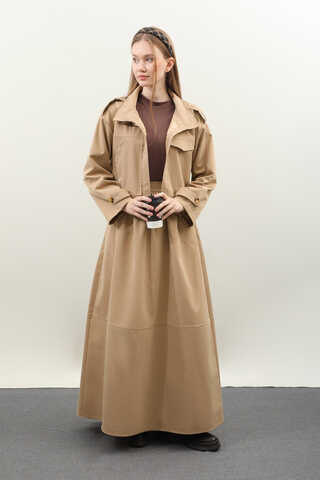 Apolet Detaylı Etek Takım Camel - 3