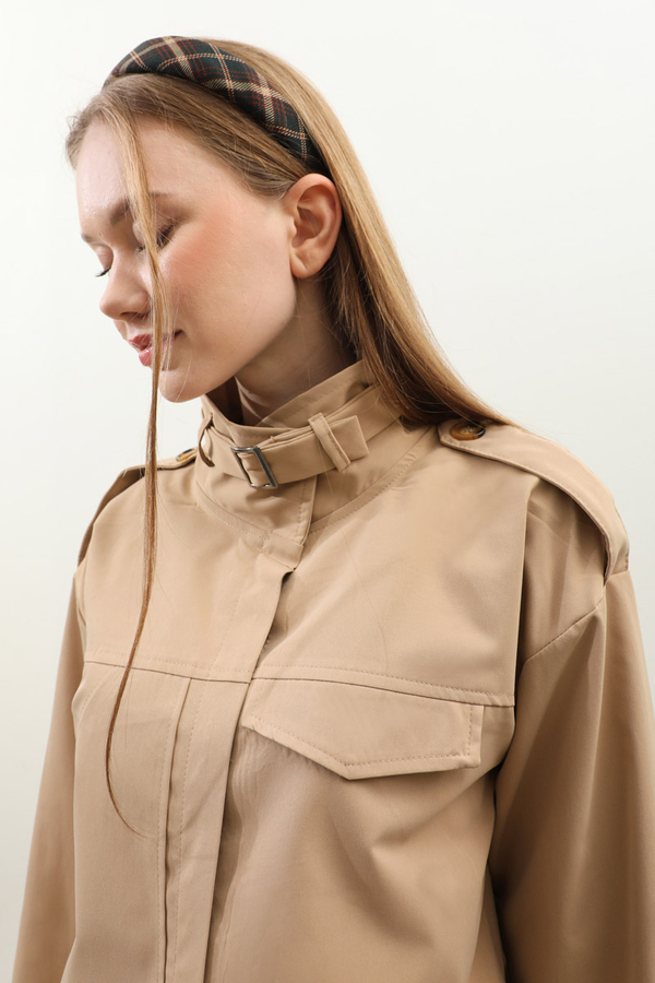 Apolet Detaylı Etek Takım Camel - 7