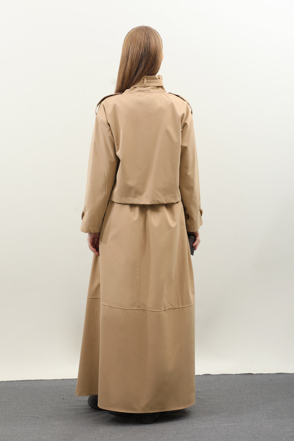Apolet Detaylı Etek Takım Camel - 9