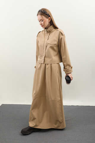 Apolet Detaylı Etek Takım Camel - 5