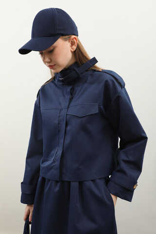 Apolet Detaylı Etek Takım Lacivert - 8