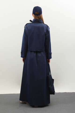 Apolet Detaylı Etek Takım Lacivert - 9