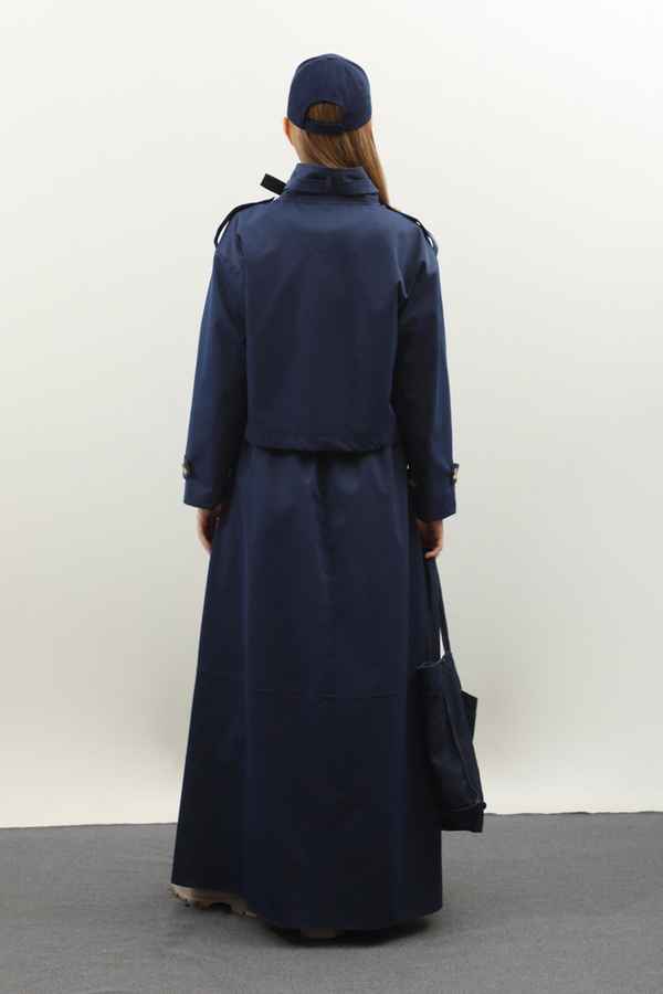 Apolet Detaylı Etek Takım Lacivert - 9