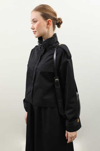 Apolet Detaylı Etek Takım Siyah - 8