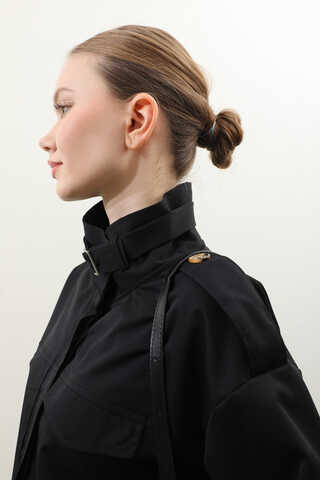 Apolet Detaylı Etek Takım Siyah - 10