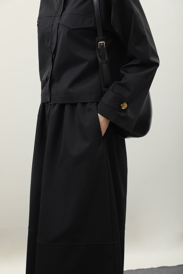 Apolet Detaylı Etek Takım Siyah - 11