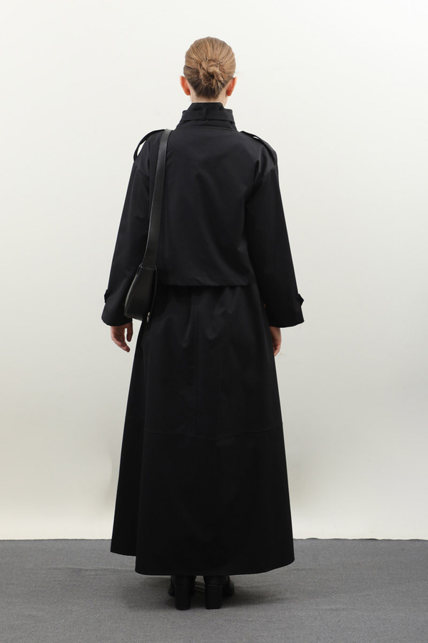 Apolet Detaylı Etek Takım Siyah - 12