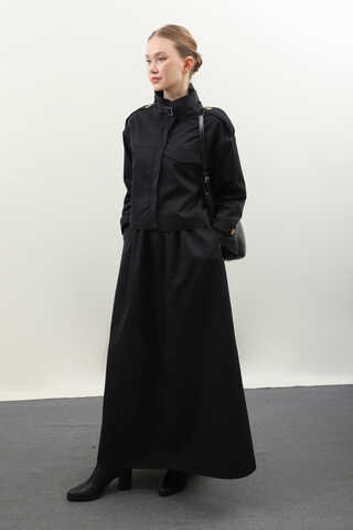 Apolet Detaylı Etek Takım Siyah - 6