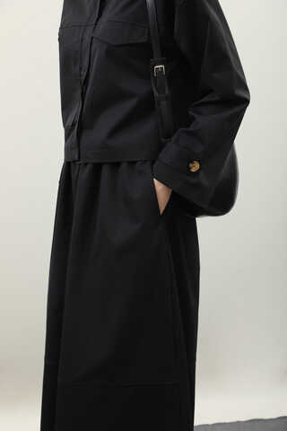 Apolet Detaylı Etek Takım Siyah - 11